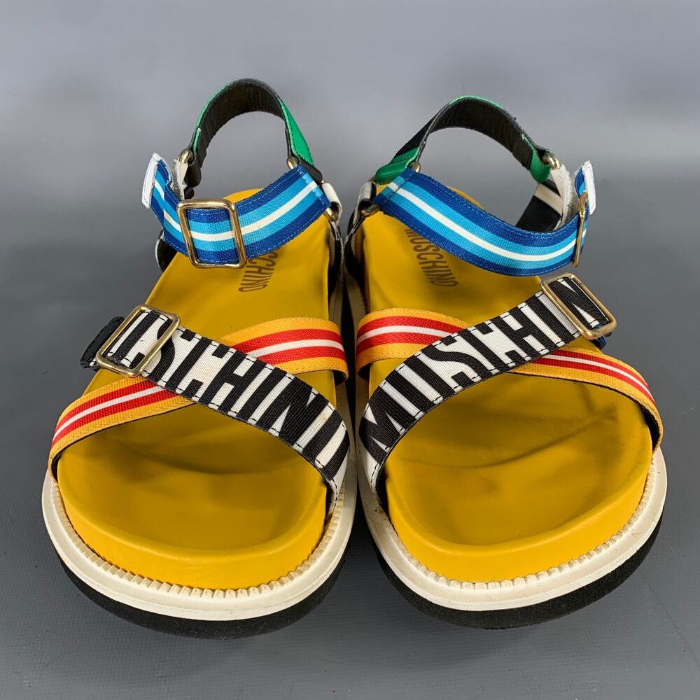 MOSCHINO Size 12 Multi-Color Geometric Sandals - Picture 4 of 10